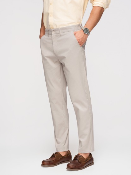 Pánské celoroční regular fit chino kalhoty se zapínáním na zip a knoflík, béžové – fotografie produktu 6