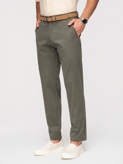 Pánské celoroční regular fit chino kalhoty se zapínáním na zip a knoflík, khaki – fotografie produktu 5