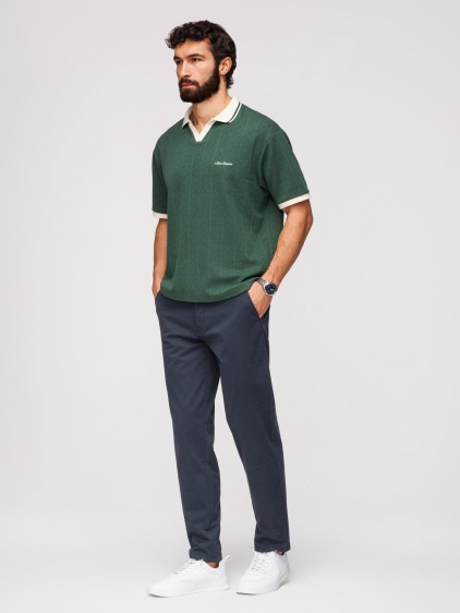 Pánské celoroční regular fit chino kalhoty se zapínáním na zip a knoflík, námořnická modrá – fotografie produktu 2