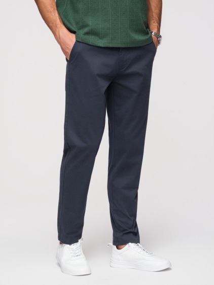 Pánské celoroční regular fit chino kalhoty se zapínáním na zip a knoflík, námořnická modrá – fotografie produktu 5
