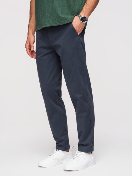 Pánské celoroční regular fit chino kalhoty se zapínáním na zip a knoflík, námořnická modrá – fotografie produktu 7