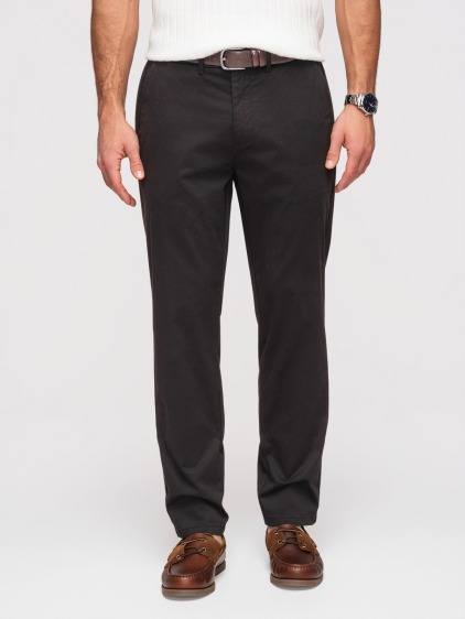 Pánské celoroční regular fit chino kalhoty se zapínáním na zip a knoflík, černé