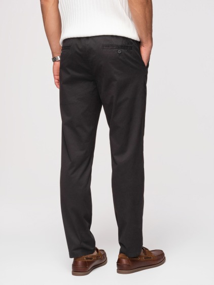Pánské celoroční regular fit chino kalhoty se zapínáním na zip a knoflík, černé – fotografie produktu 3