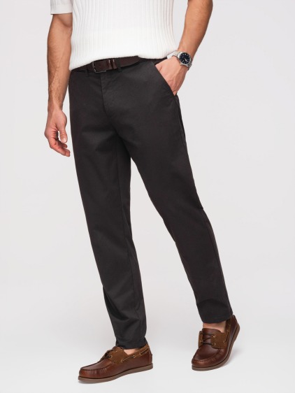 Pánské celoroční regular fit chino kalhoty se zapínáním na zip a knoflík, černé – fotografie produktu 6