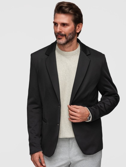 Pánské regular fit sako s odnímatelnou kapucí a vnitřní částí na zip, černé – fotografie produktu 2