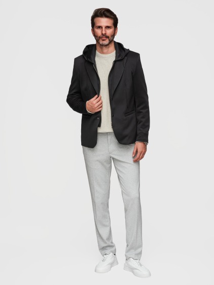 Pánské regular fit sako s odnímatelnou kapucí a vnitřní částí na zip, černé – fotografie produktu 3