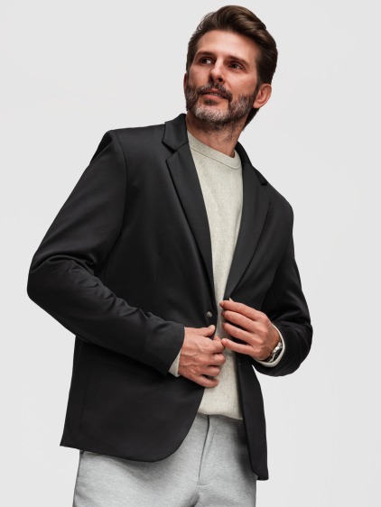 Pánské regular fit sako s odnímatelnou kapucí a vnitřní částí na zip, černé – fotografie produktu 6