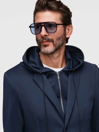 Pánské regular fit sako s odnímatelnou kapucí a vnitřní částí na zip, námořnická modrá – fotografie produktu 3