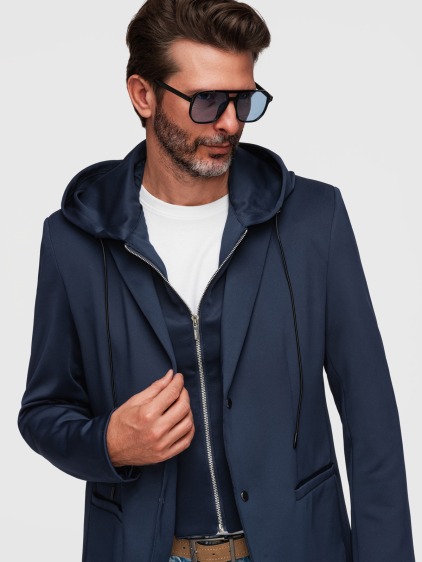 Pánské regular fit sako s odnímatelnou kapucí a vnitřní částí na zip, námořnická modrá – fotografie produktu 7