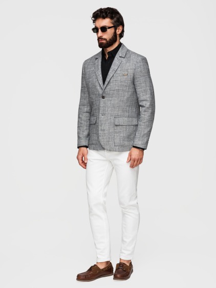 Pánské regular fit sako s rovnými klopami a náprsní kapsou, tmavě šedé – fotografie produktu 2