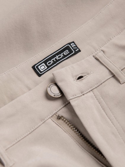 Férfi regular fit cargo nadrág patentos zsebfedőkkel, bézs – fotografie produktu 8