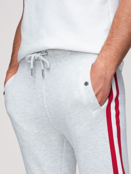 Pánské sportovní jogger tepláky s žebrovanými lemy, šedá – fotografie produktu 4