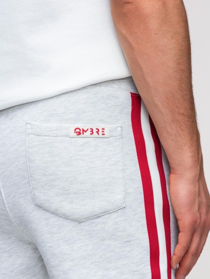 Pánské sportovní jogger tepláky s žebrovanými lemy, šedá – fotografie produktu 5