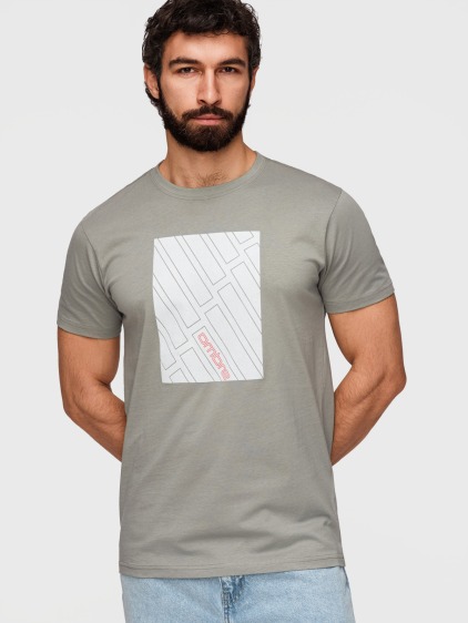 Pánské regular fit tričko s geometrickým potiskem, šedé – fotografie produktu 4