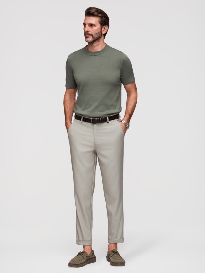 Férfi regular fit chino nadrág felhajtott szárvéggel, szürke – fotografie produktu 2