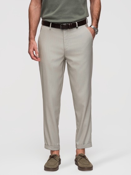 Férfi regular fit chino nadrág felhajtott szárvéggel, szürke – fotografie produktu 6
