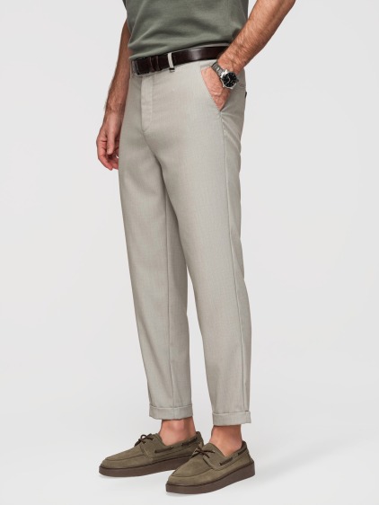 Férfi regular fit chino nadrág felhajtott szárvéggel, szürke – fotografie produktu 7