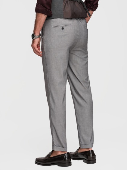 Férfi regular fit chino nadrág felhajtott szárvéggel, szürke – fotografie produktu 4