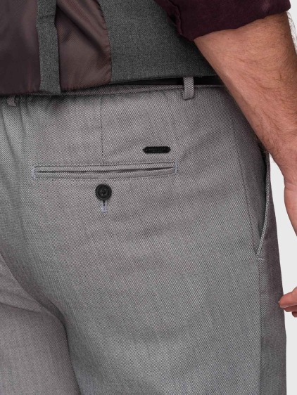 Férfi regular fit chino nadrág felhajtott szárvéggel, szürke – fotografie produktu 5