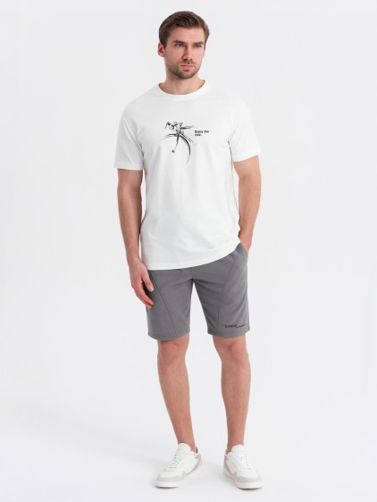 Pánske slim fit teplákové šortky s potlačou, viacfarebné – fotografie produktu 7