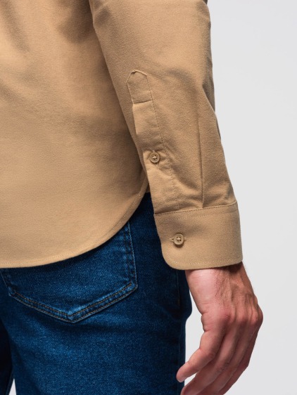 Férfi regular fit hosszú ujjú ing mellzsebbel, barna – fotografie produktu 5