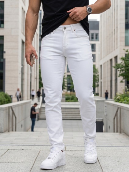 Pánské slim fit džíny, ecru