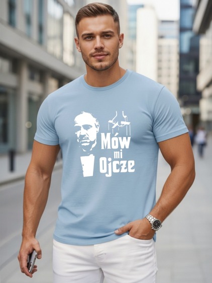 Pánske klasické tričko s potlačou, svetlomodrá