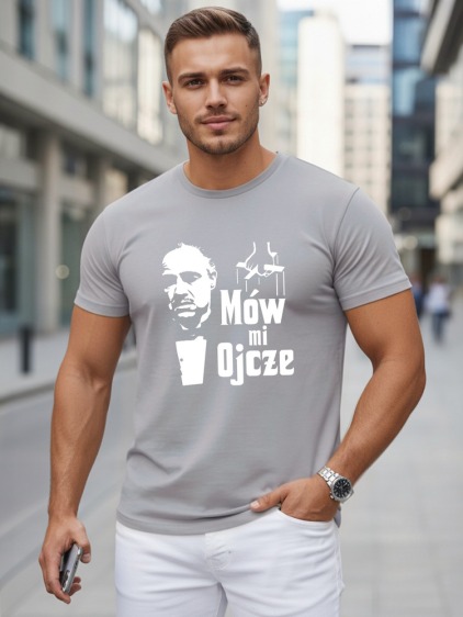 Férfi klasszikus póló mintával, világosszürke