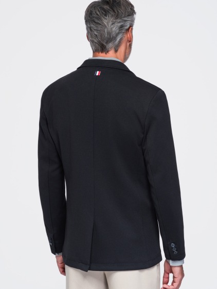 Pánské slim fit pletené sako se třemi předními kapsami, černé – fotografie produktu 6