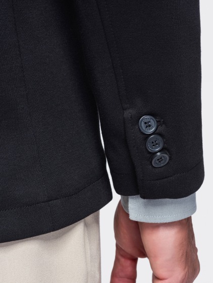 Pánské slim fit pletené sako se třemi předními kapsami, černé – fotografie produktu 7
