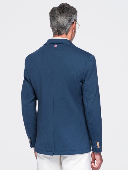 Pánské slim fit pletené sako se třemi předními kapsami, modré – fotografie produktu 5