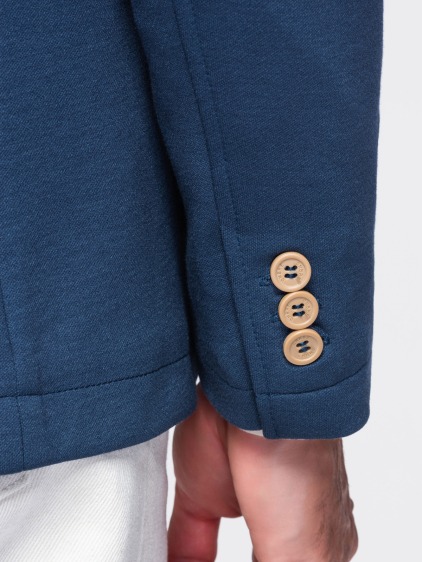 Pánské slim fit pletené sako se třemi předními kapsami, modré – fotografie produktu 6