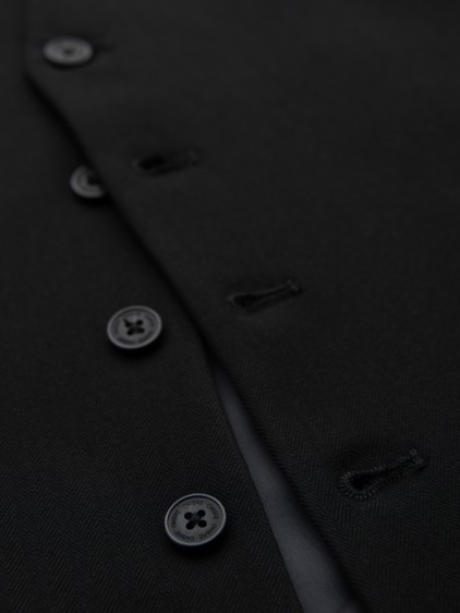 Férfi elegáns, slim fit mellény finom halszálkamintával, fekete – fotografie produktu 6