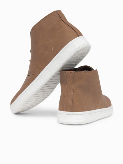 Férfi hétköznapi fűzős bokacipő kerek orral, barna – fotografie produktu 6