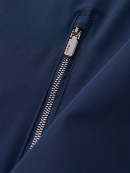 Pánská lehká přechodová zkrácená bunda Harrington regular fit s klasickým límcem, námořnická modrá – fotografie produktu 4