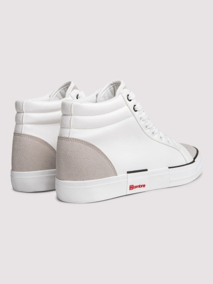 Férfi magas szárú műbőr sneaker texturált betétekkel, fehér – fotografie produktu 4