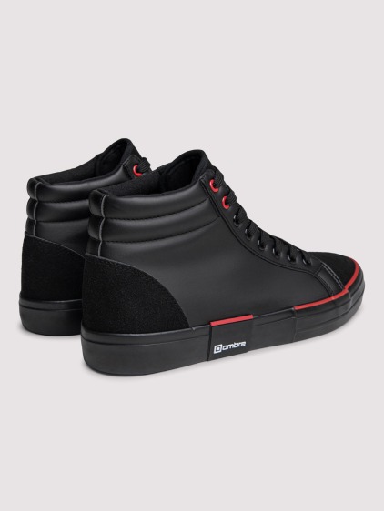 Férfi magas szárú műbőr sneaker texturált betétekkel, fekete – fotografie produktu 3