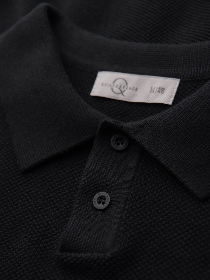 Férfi regular fit texturált pamut pólóing rövid ujjal, fekete – fotografie produktu 6