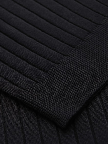 Férfi slim fit bordázott rövid ujjú pólóing, fekete – fotografie produktu 7