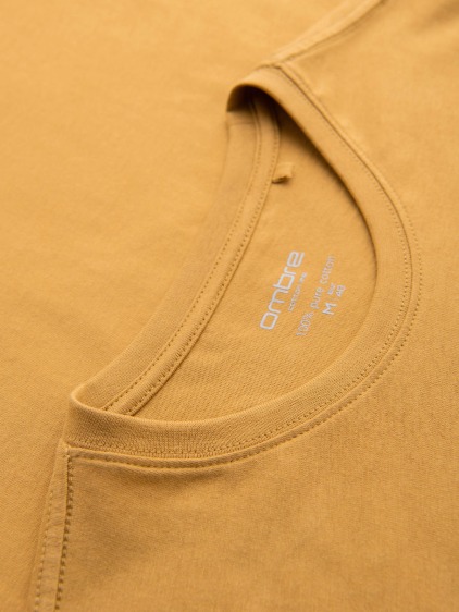 Pánske základné tričko s dlhým rukávom a okrúhlym výstrihom, horčicová – fotografie produktu 6