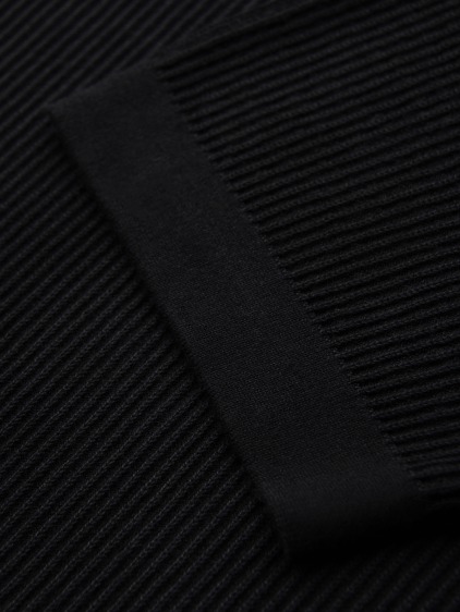 Férfi slim fit kötött Henley póló rövid ujjal és gombos pánttal, fekete – fotografie produktu 8