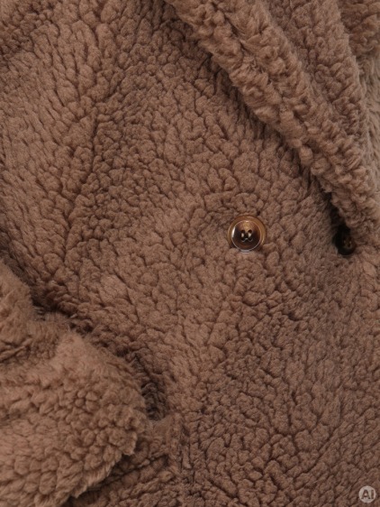 Női őszi-téli laza kétsoros kabát teddy textúrával és hajtókával, Fango – fotografie produktu 5