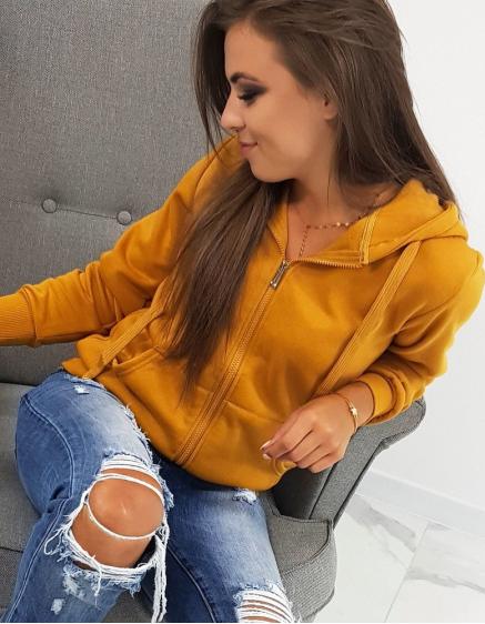 Dámská rozepínací mikina s kapucí hnědá