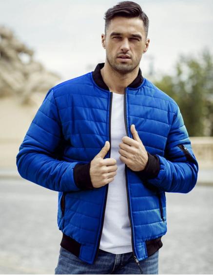 Férfi steppelt bomber dzseki kék