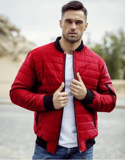 Pánská bunda prošívaná bomber jacket červená