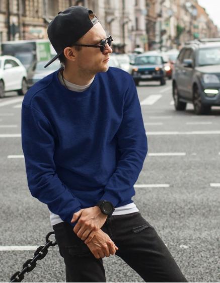 Pánská STYLE mikina jednobarevná modrá