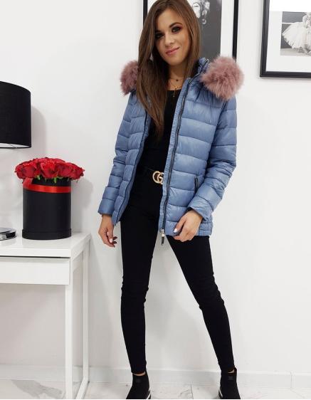 Női steppelt kabát SARA téli kék