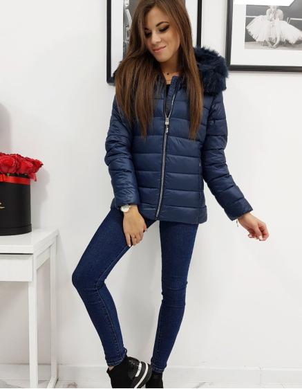 Női steppelt kabát ESTELLA téli sötétkék