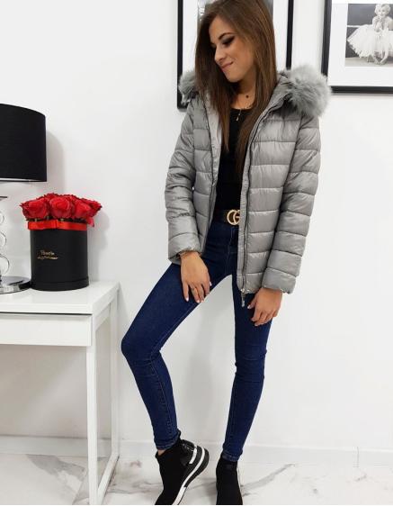 Bunda damska prešívaná ESTELLA zimné tmavo šedá