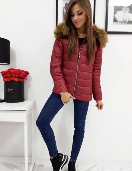 Női steppelt dzseki ESTELLA téli bordó